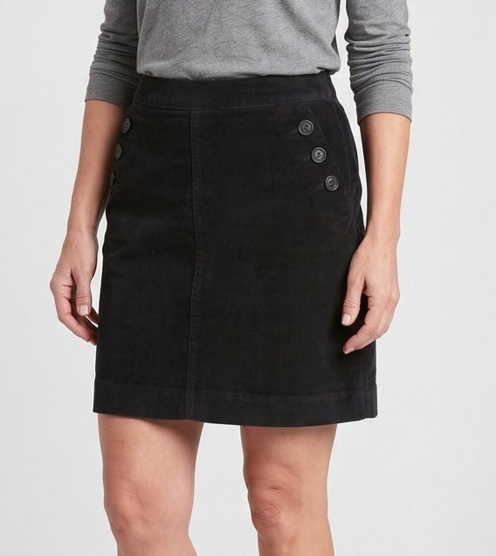 Banana Republic Stretch Size 2 Black Corduroy Skirt